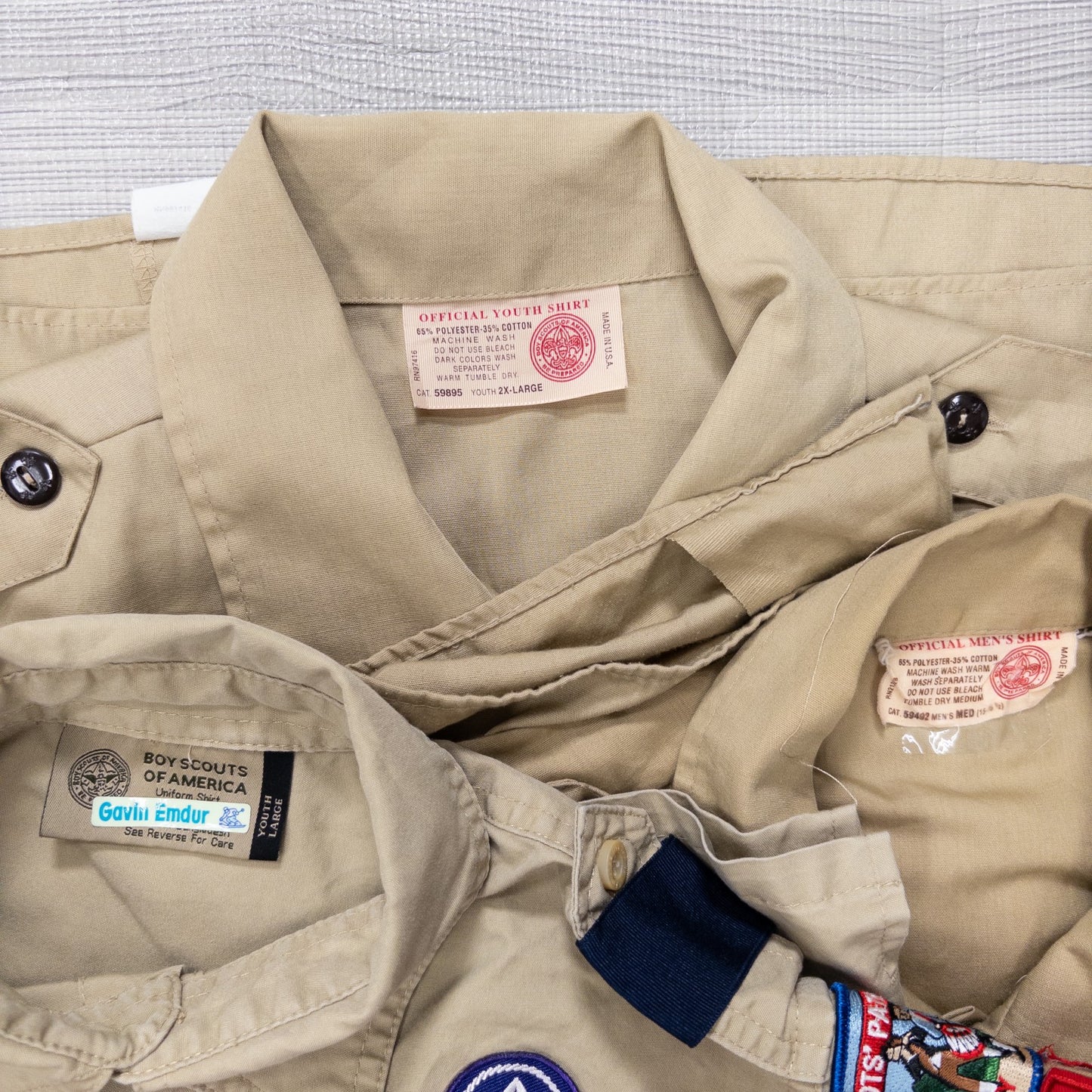 Used clothing wholesale, bulk sale, washed US Boy Scout short-sleeved shirts, set of 9 (S-XXL) w808005