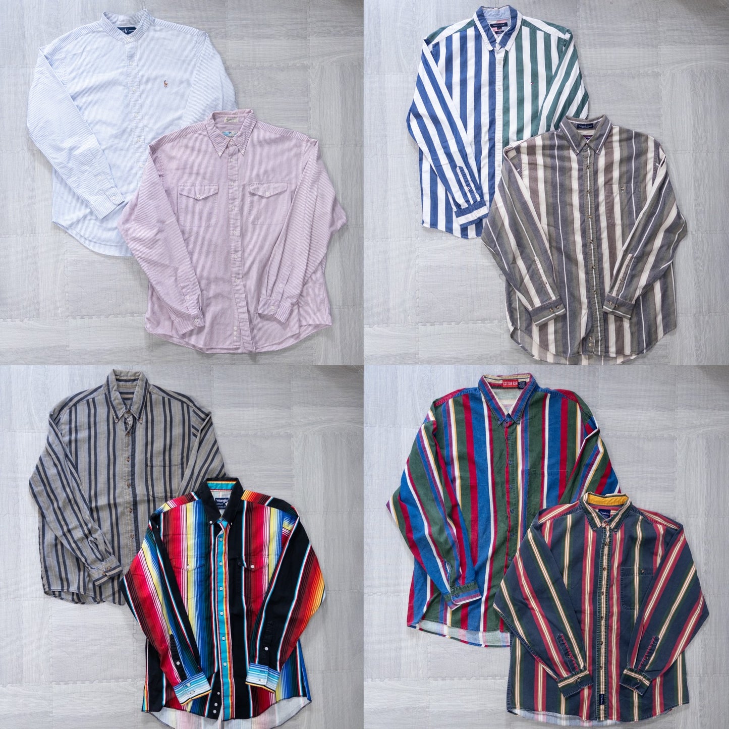 Used clothing wholesale bulk sale, washed long-sleeved striped shirts, set of 8 (L-XXXL) w809002