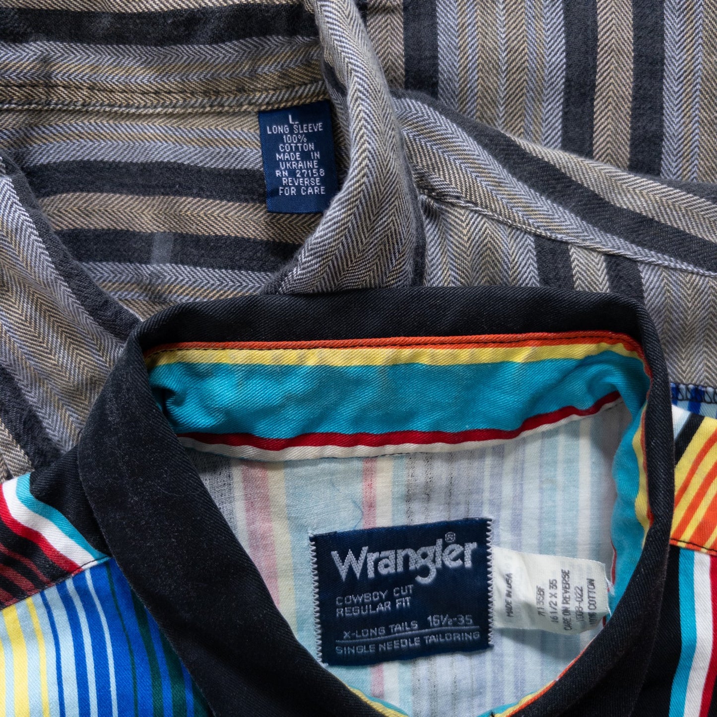 Used clothing wholesale bulk sale, washed long-sleeved striped shirts, set of 8 (L-XXXL) w809002