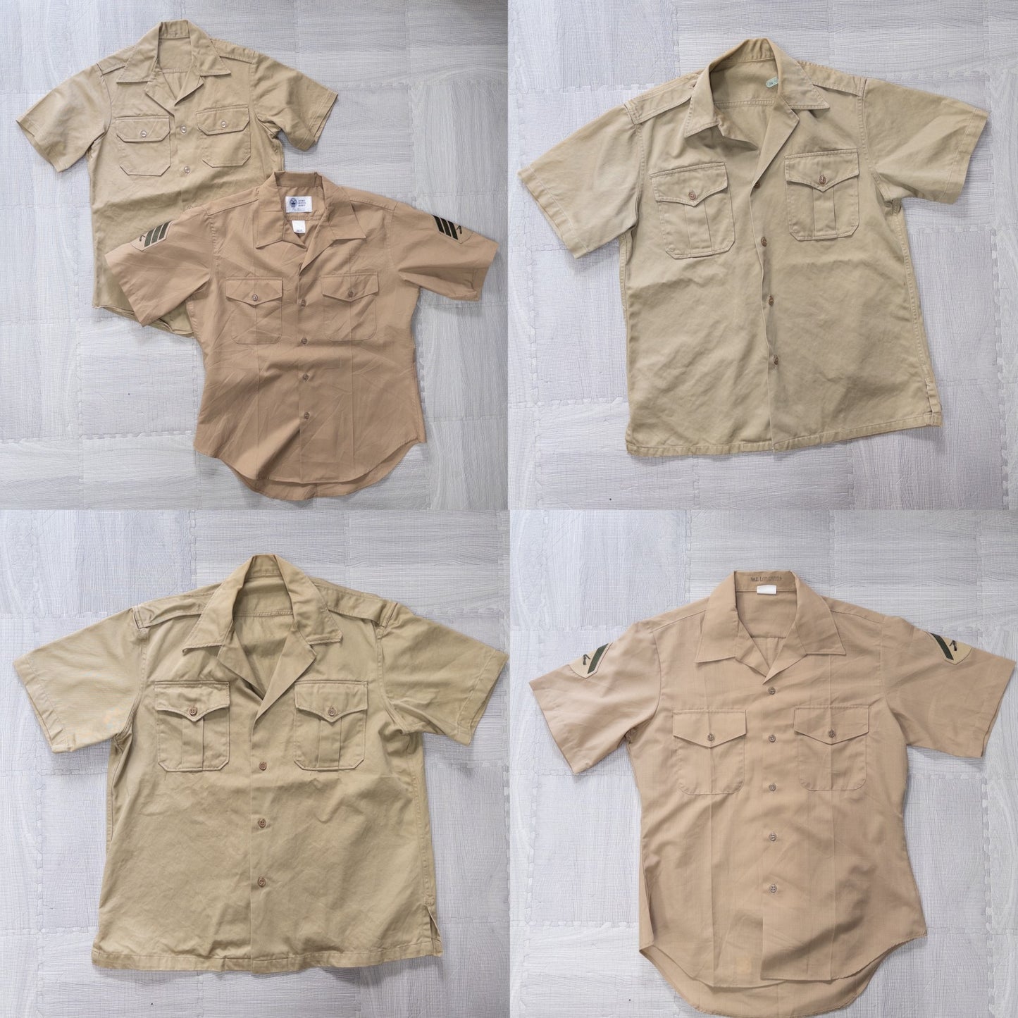 Used Clothing Wholesaler, Bulk Sale, Washed, Set of 5 U.S. Army/Marine Corps Short Sleeve Shirts (SL) w809004