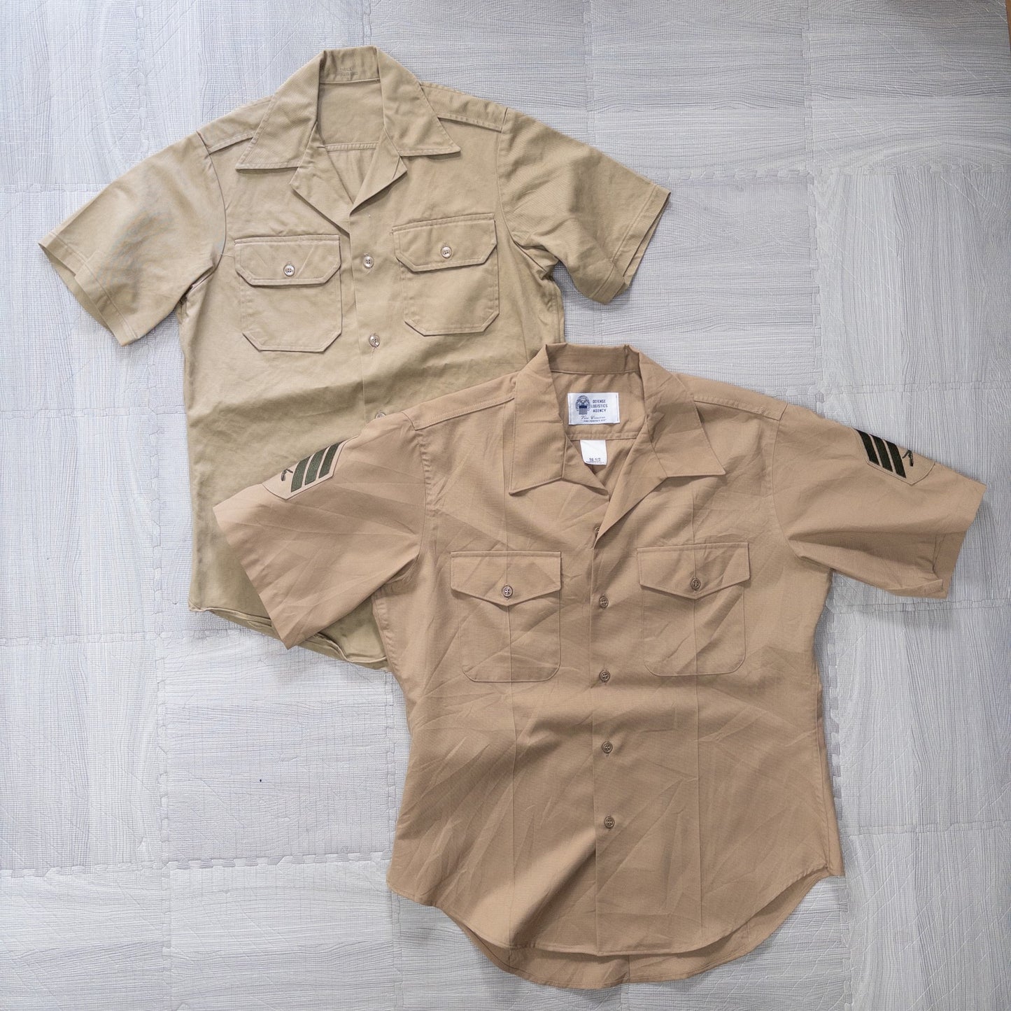 Used Clothing Wholesaler, Bulk Sale, Washed, Set of 5 U.S. Army/Marine Corps Short Sleeve Shirts (SL) w809004
