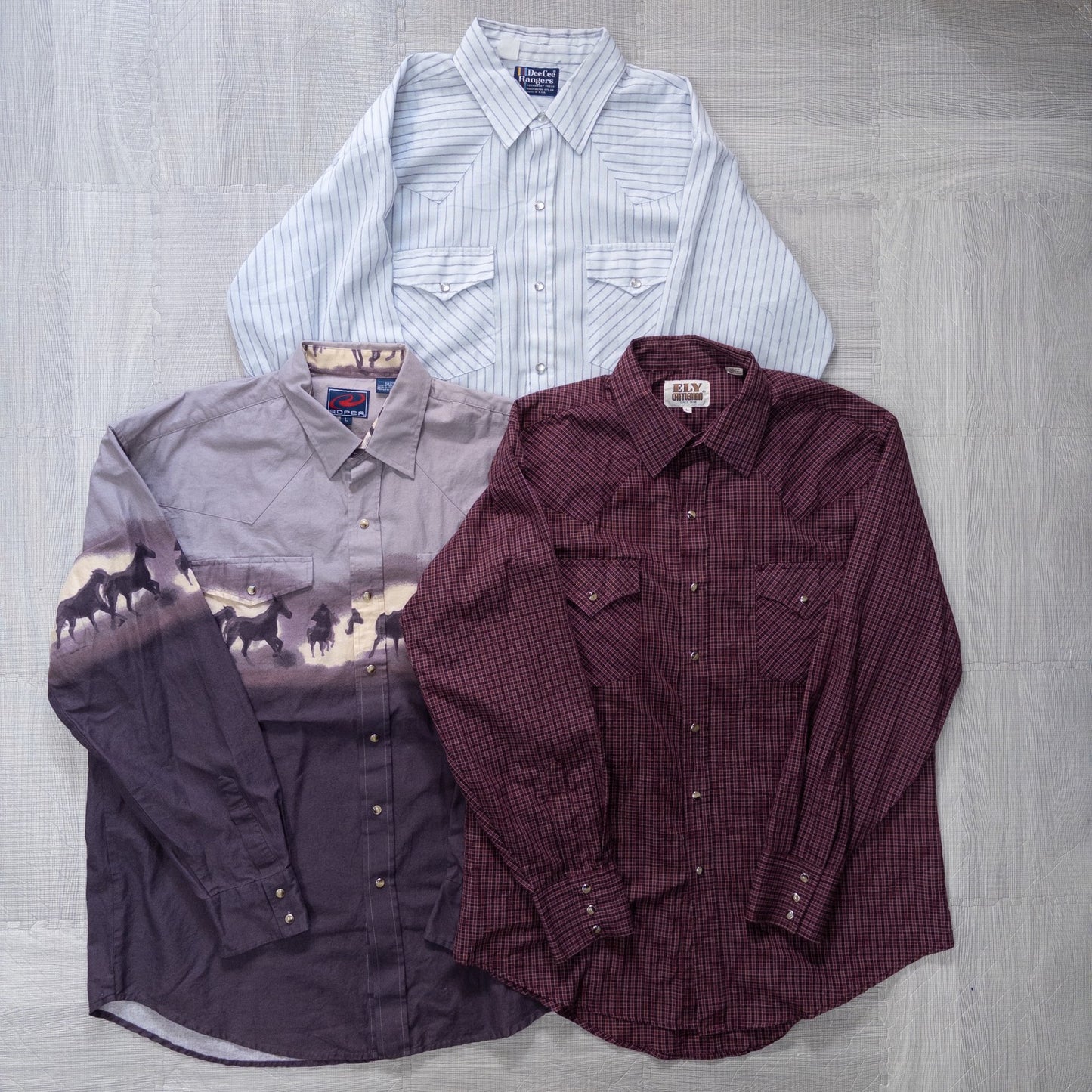 Used Clothing Wholesaler: Bulk Sale of Washed Long Sleeve Western Shirts (15-Piece Set, M-XXXL) w809006
