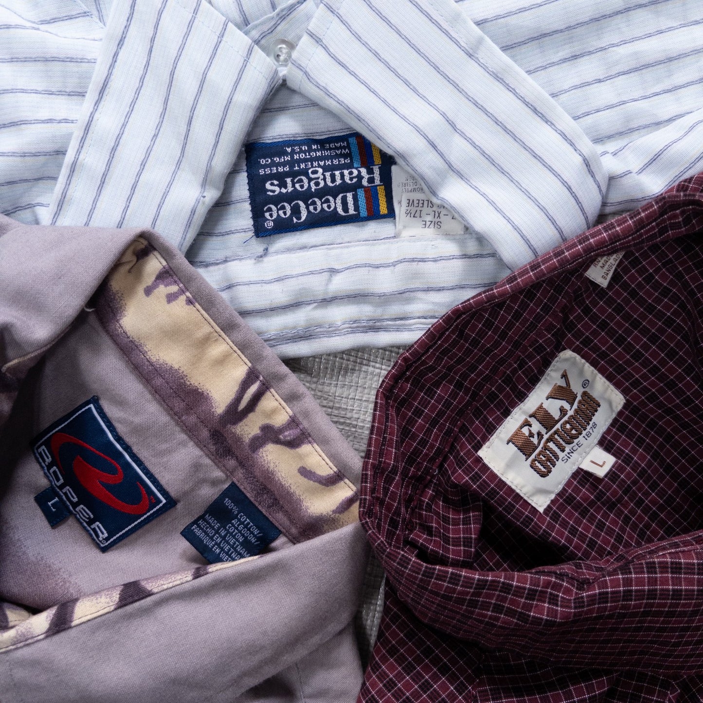 Used Clothing Wholesaler: Bulk Sale of Washed Long Sleeve Western Shirts (15-Piece Set, M-XXXL) w809006