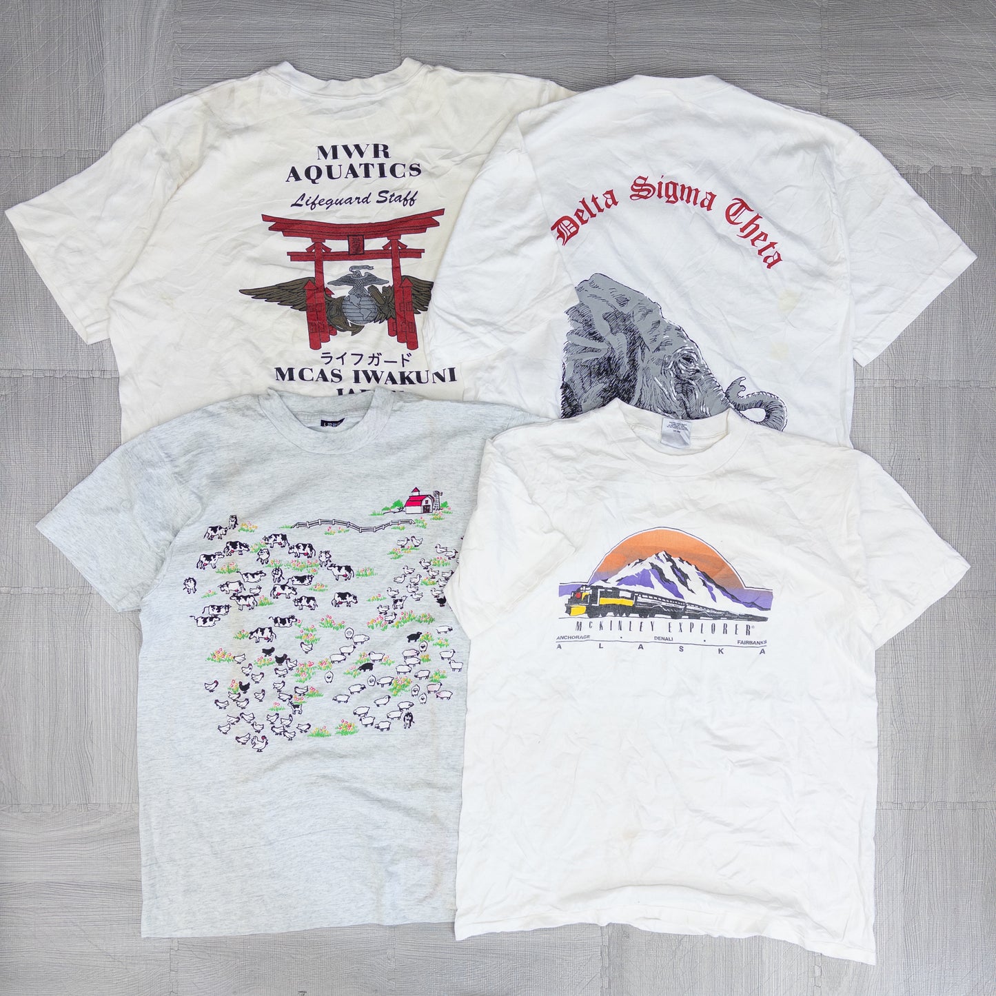 90's シミありTシャツ（白・グレー系）16pcs w0424002