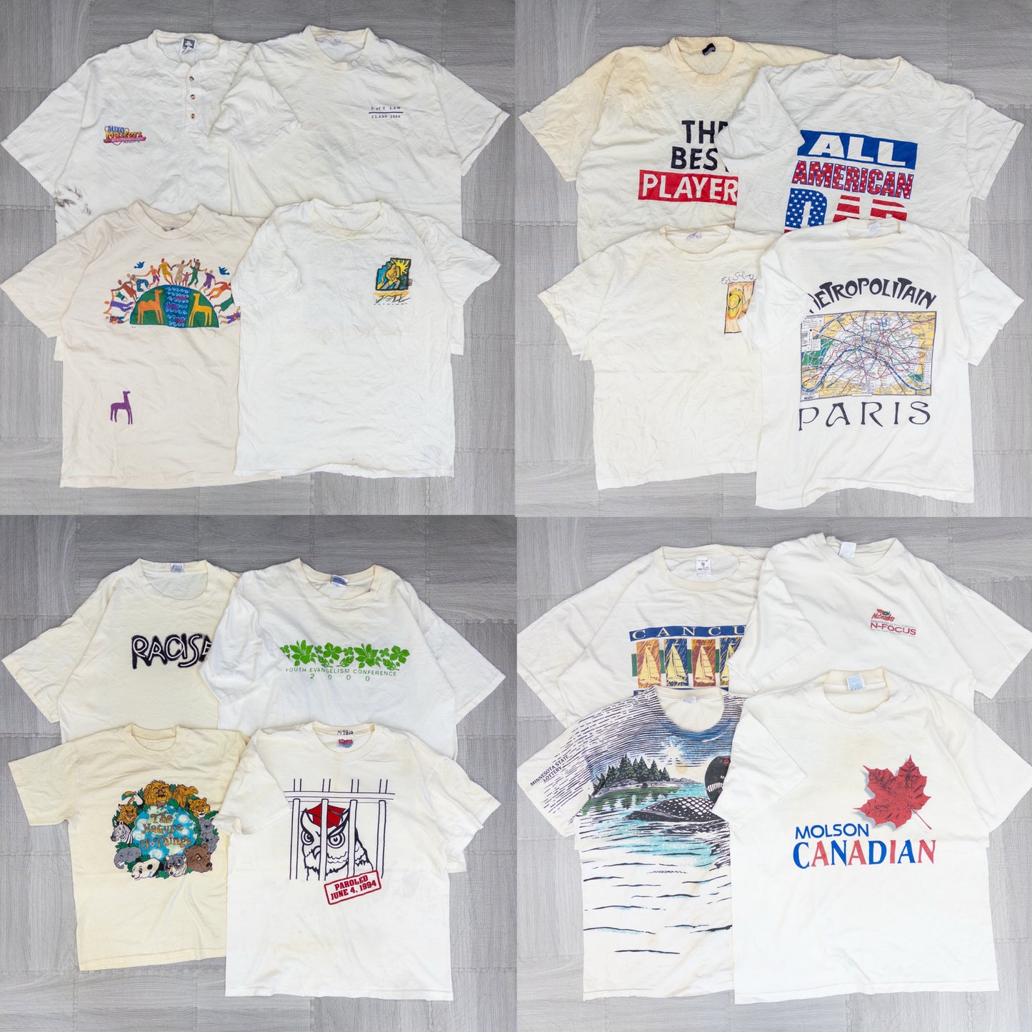 90's シミありTシャツ（白・グレー系）16pcs w0424004