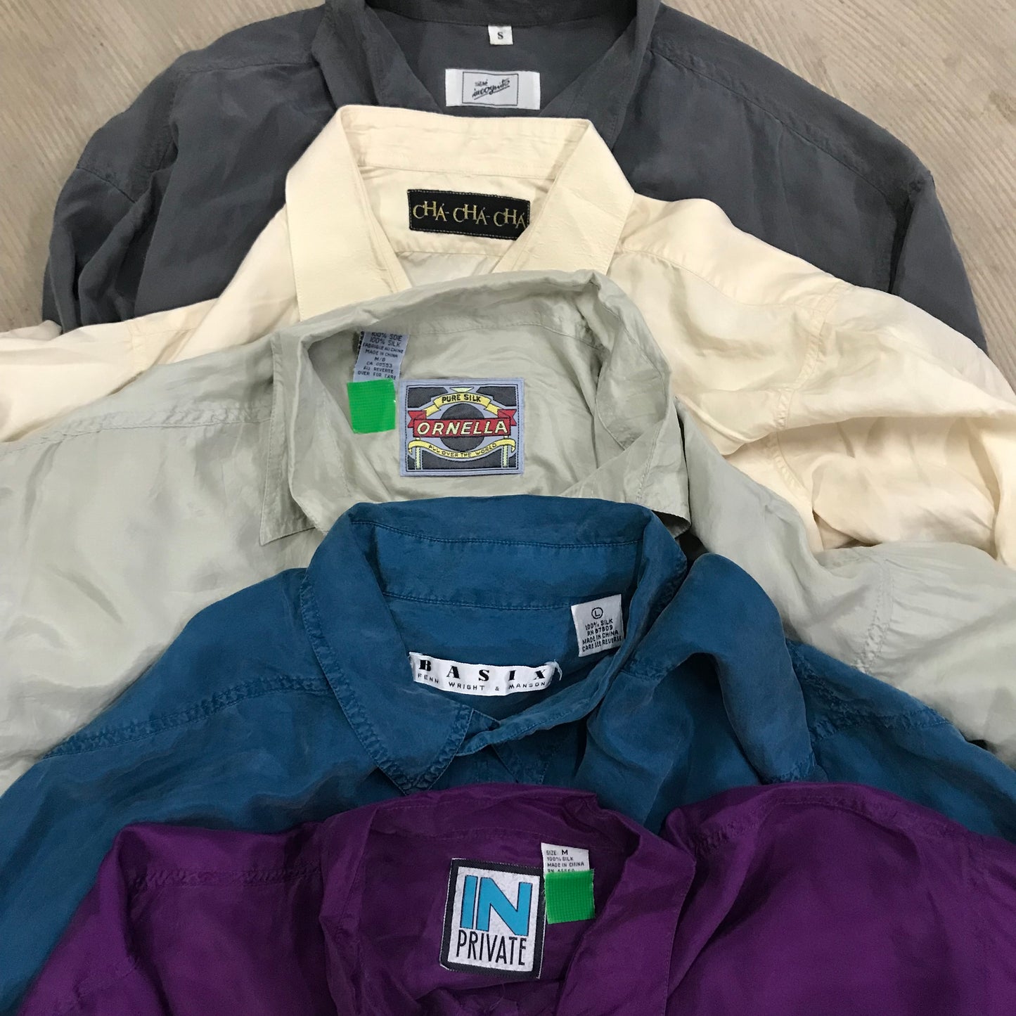 [現物] 薄手長袖シャツ/シルク/ポリ/レーヨン 20pcs H0803001