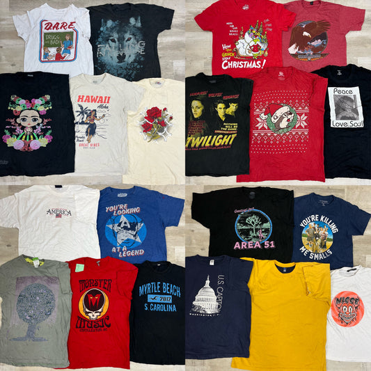 [Original] 00s American Casual Print T-shirt 20pcs C0714005