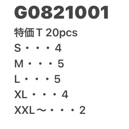 [現物] 特価Tシャツ 20pcs G0821001