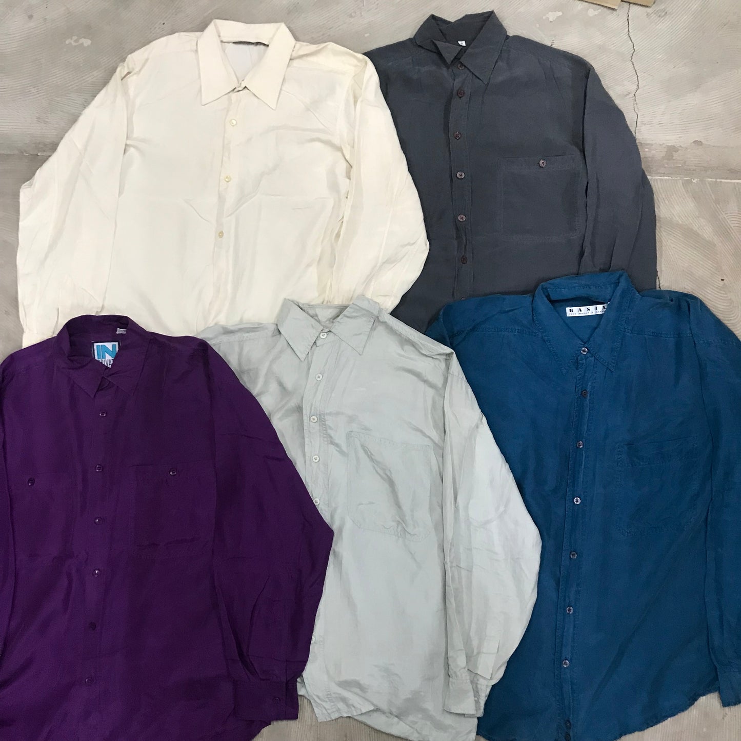 [現物] 薄手長袖シャツ/シルク/ポリ/レーヨン 20pcs H0803001