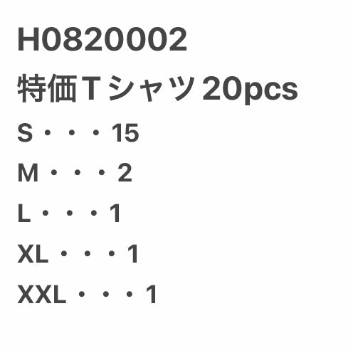[現物] 特価Tシャツ 20pcs H0820002