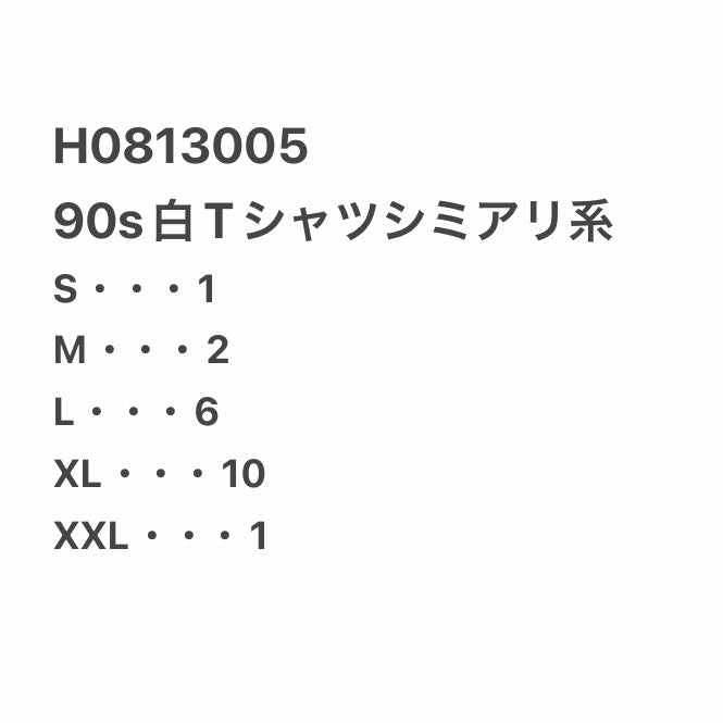 [現物] 90s 白Tシャツ(シミあり) 20pcs H0813005