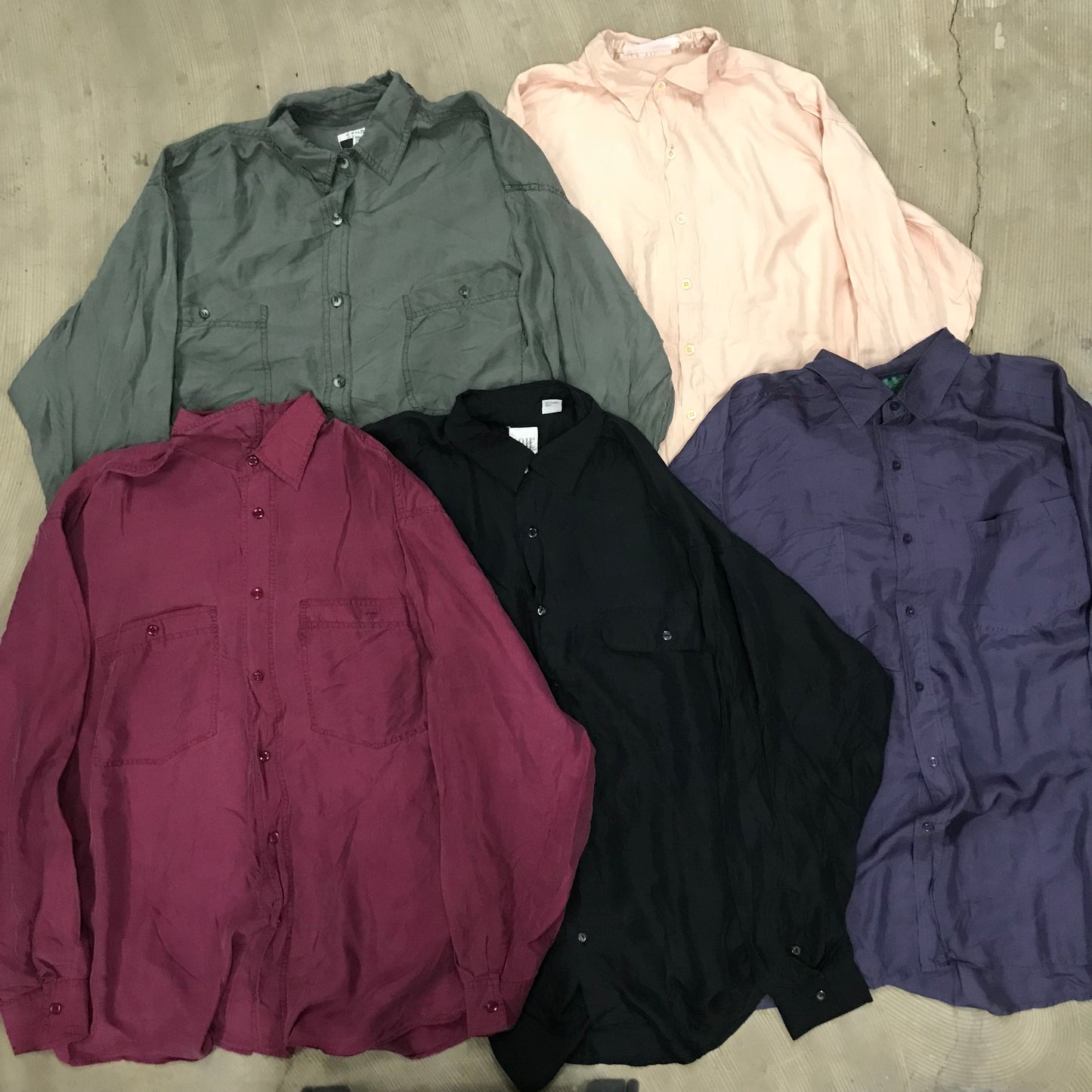 [現物] 長袖テロシャツ/ポリ/シルク/レーヨン 20pcs H0727001