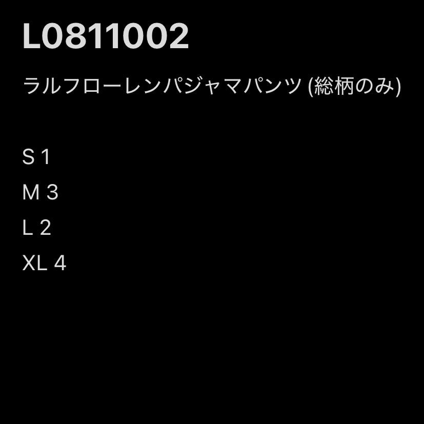 [現物] ラルフローレンパジャマパンツ(総柄) 10pcs L0811002