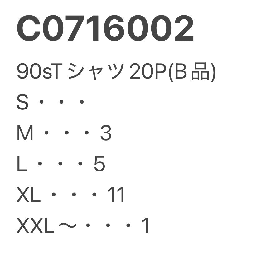 [現物] 90s Tシャツ(B品/汚れ/ダメージ) 20pcs C0716002