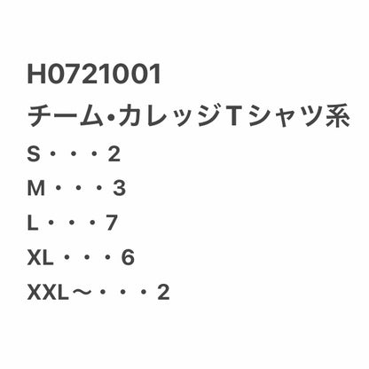 [現物] チームカレッジTシャツ 20pcs H0721001