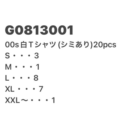 [現物] 00s 白Tシャツ(シミあり) 20pcs G0813001