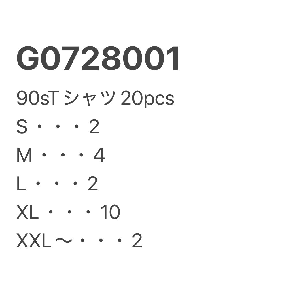 [現物] 90s Tシャツ 20pcs G0728001