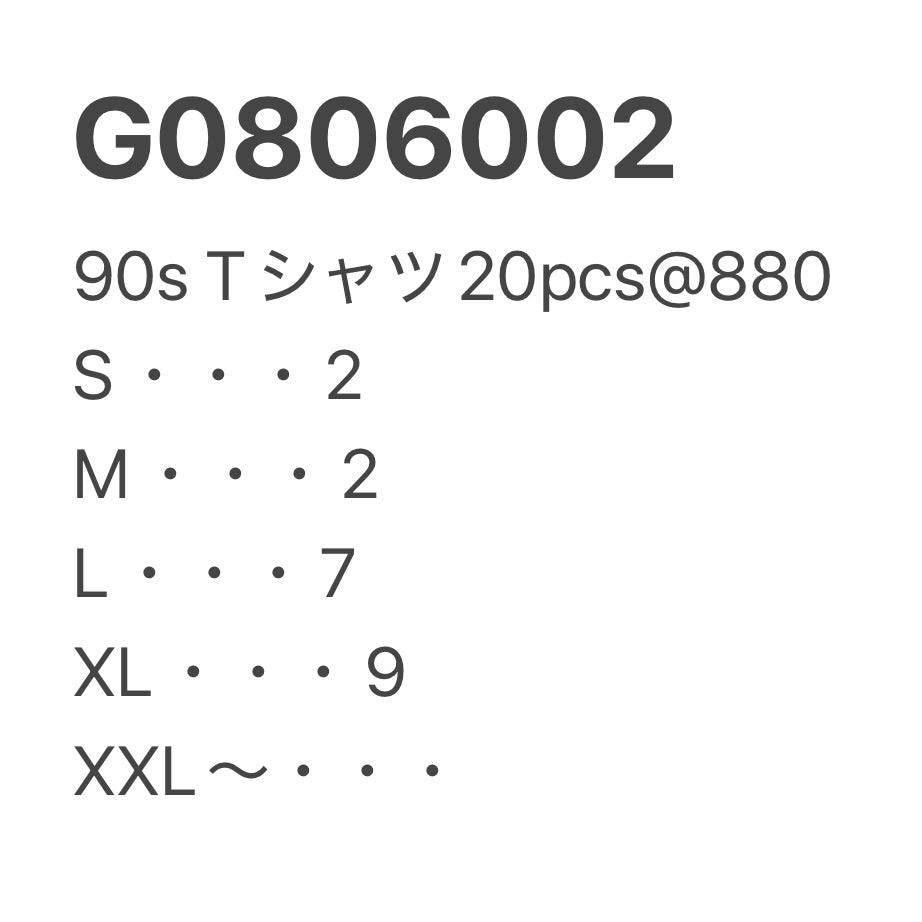 [現物] 90s Tシャツ  20pcs G0806002
