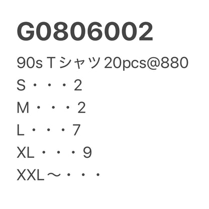 [現物] 90s Tシャツ  20pcs G0806002