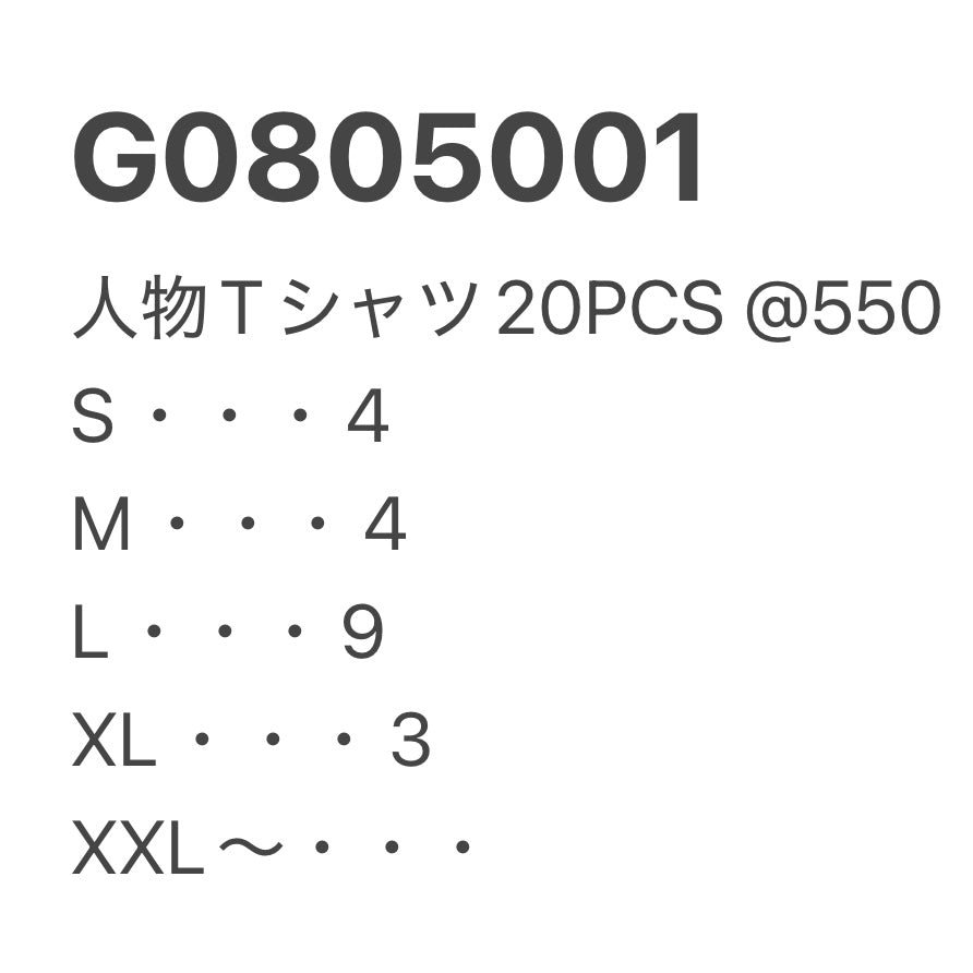 [現物] 00s 人物Tシャツ  20pcs G0805001