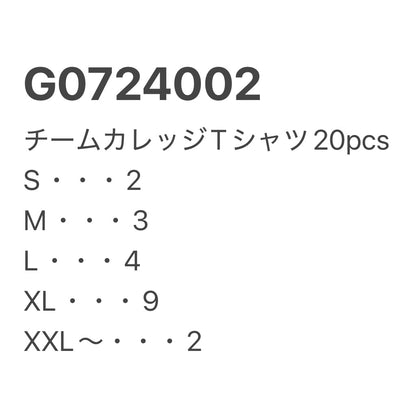 [現物] チームカレッジTシャツ 20pcs G0724002