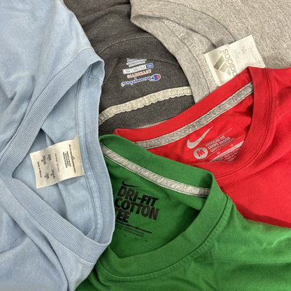 Used clothing wholesale, bulk sale, washed, mixed sports brand short-sleeve T-shirts, 20-piece set (M-4XL), Nike, Adidas, etc. 