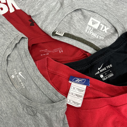 Used clothing wholesale, bulk sale, washed, mixed sports brand short-sleeve T-shirts, 20-piece set (M-4XL), Nike, Adidas, etc. 