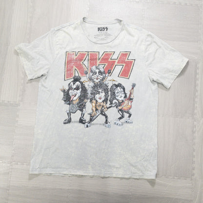 Used clothing wholesale, bulk sale, washed, mixed brand band t-shirts, 12-piece set (S-XXL), including Red Hot Chili Peppers, Kiss, etc. 