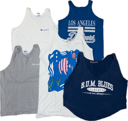 Used clothing wholesale, bulk sale, washed, 20-piece set of 90s mixed-brand tank tops (S-XXXL) from Champion, Russell, etc. 