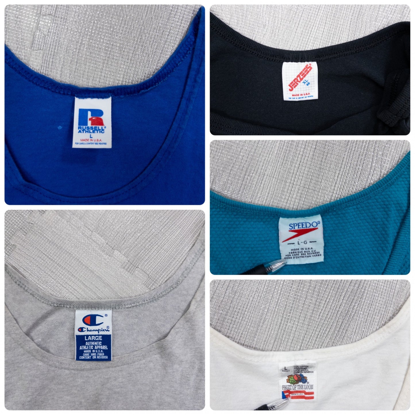 Used clothing wholesale, bulk sale, washed, 20-piece set of 90s mixed-brand tank tops (S-XXXL) from Champion, Russell, etc. 