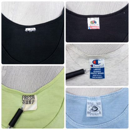 Used clothing wholesale, bulk sale, washed, 20-piece set of 90s mixed-brand tank tops (S-XXXL) from Champion, Russell, etc. 