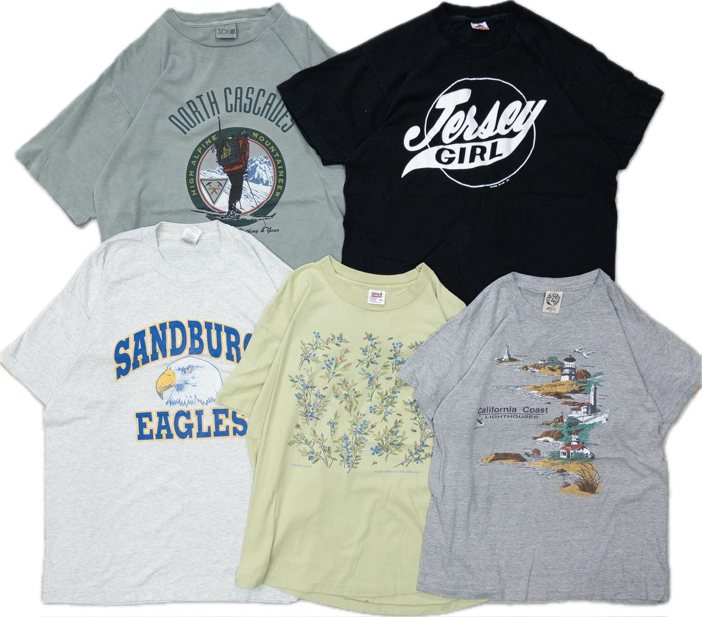 Used clothing wholesale bulk sale: Washed 90s single-stitch short-sleeve colored T-shirts, set of 20 (M-XL) 
