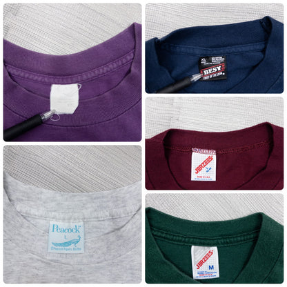 Used clothing wholesale bulk sale: Washed 90s single-stitch colored short-sleeve T-shirts, set of 20 (M-XXL) 