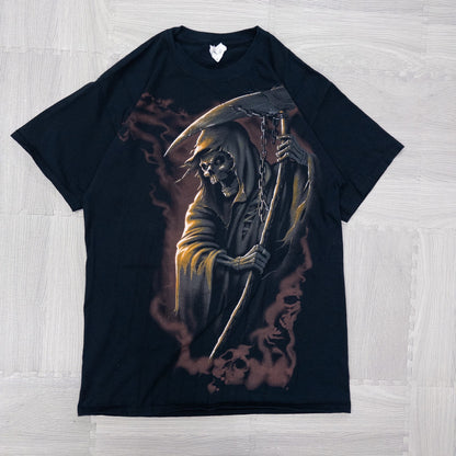 Used clothing wholesale bulk sale, washed skull print short sleeve t-shirts, 12-count (S-XXL) 