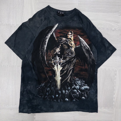 Used clothing wholesale bulk sale, washed skull print short sleeve t-shirts, 12-count (S-XXL) 