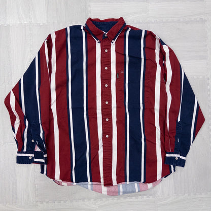 Used clothing wholesale, bulk sale, washed, mixed-brand striped shirts, 11-piece set (M-XXXL), Izod, Wrangler, etc. 