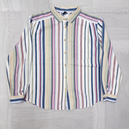 Used clothing wholesale, bulk sale, washed, mixed-brand striped shirts, 11-piece set (M-XXXL), Izod, Wrangler, etc. 