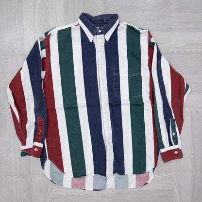 Used clothing wholesale, bulk sale, washed, mixed-brand striped shirts, 11-piece set (M-XXXL), Izod, Wrangler, etc. 