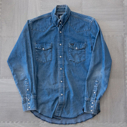 Used clothing wholesale bulk sale, washed, mixed-brand denim shirts, 10-pack (M-XL), including Levi's, Marlboro, etc. 