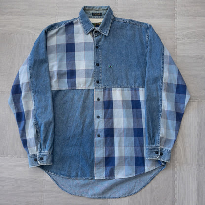 Used clothing wholesale bulk sale, washed, mixed-brand denim shirts, 10-pack (M-XL), including Levi's, Marlboro, etc. 