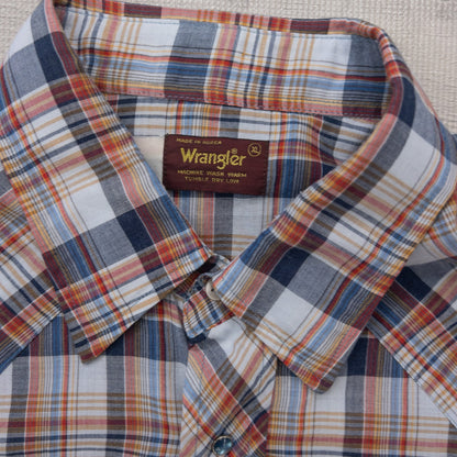 Used clothing wholesale, bulk sale, washed, mixed-brand long-sleeve western shirts, 15-piece set (M-XL), including Wrangler and Woolrich styles. 