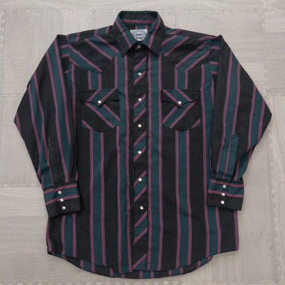 Used clothing wholesale, bulk sale, washed, mixed-brand long-sleeve western shirts, 15-piece set (M-XL), including Wrangler and Woolrich styles. 