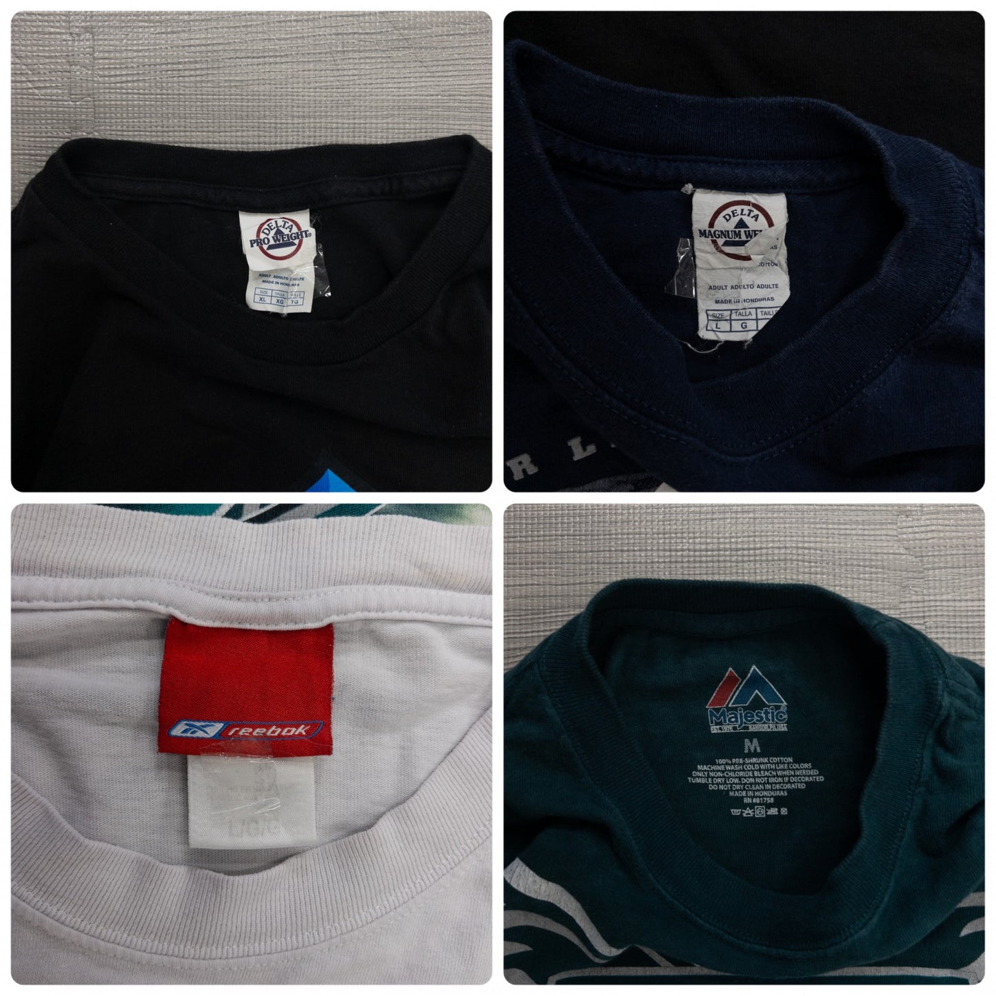 Used Clothing Wholesale Bulk Sale: Washed US Official Sports Team T-Shirts (19-Count, Sizes S-XXL) 