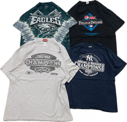 Used Clothing Wholesale Bulk Sale: Washed US Official Sports Team T-Shirts (19-Count, Sizes S-XXL) 