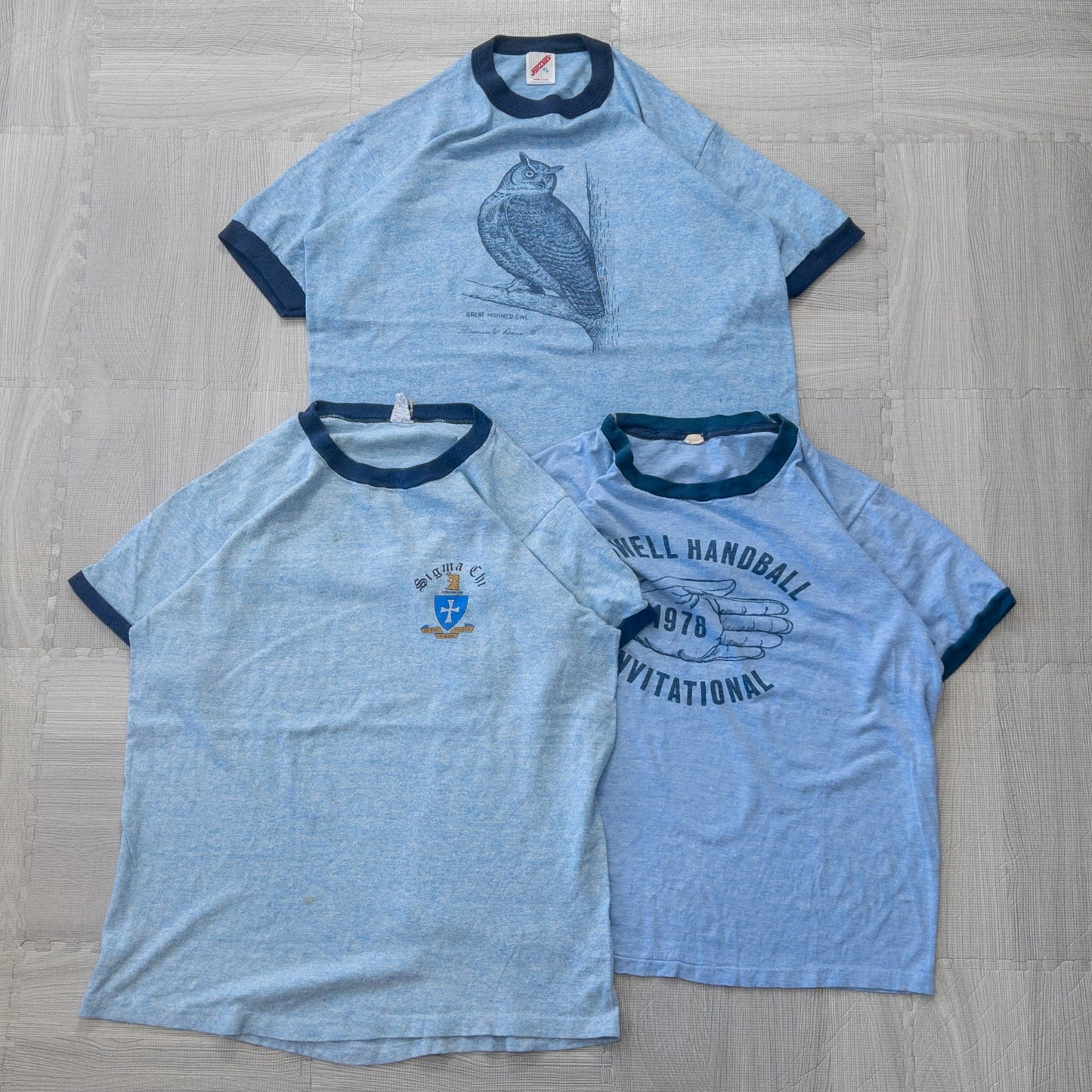Used clothing wholesale bulk sale: Washed vintage Ringer T-shirts, 14-piece set (S-XL) 