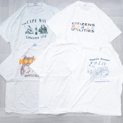 Used clothing wholesale bulk sale: Washed 90s stained white and gray T-shirts, set of 20 (L-XXL) 