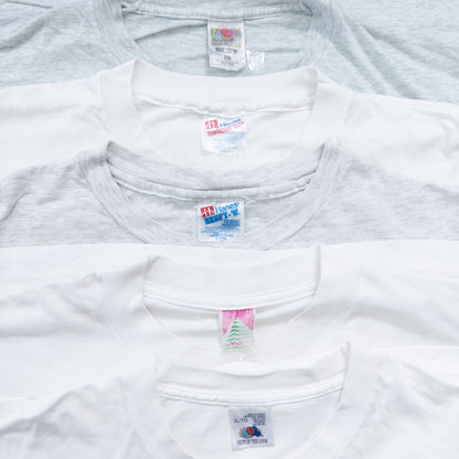 Used clothing wholesale bulk sale: Washed 90s stained white and gray T-shirts, set of 20 (L-XXL) 