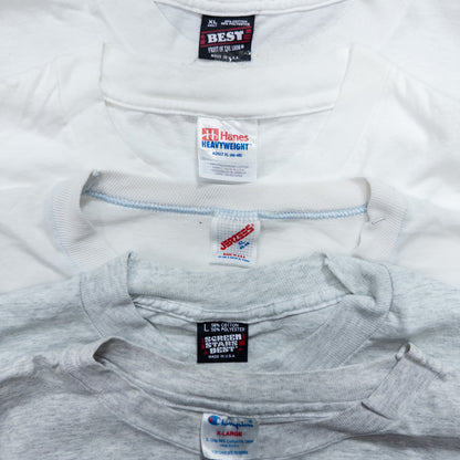 Wholesale Used Clothing, Bulk Sale, Washed 90s White and Gray T-Shirts, Set of 20 (M-XXL) 