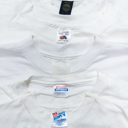 Wholesale Used Clothing, Bulk Sale, Washed 90s White and Gray T-Shirts, Set of 20 (M-XXL) 