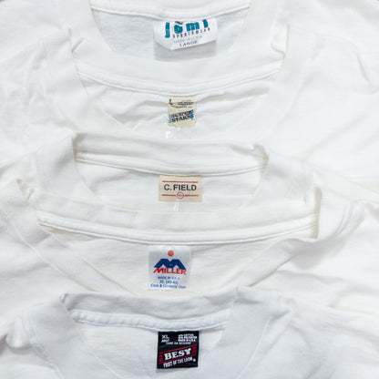 Wholesale Used Clothing, Bulk Sale, Washed 90s White and Gray T-Shirts, Set of 20 (M-XXL) 